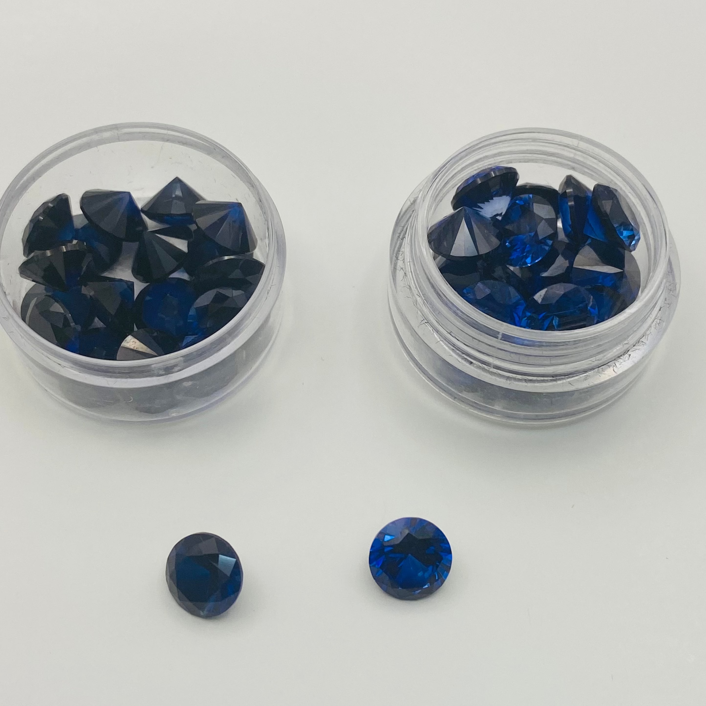 8.0mm Round Lab-Grown Sapphire (2.60 ct) Darker color and lighter color