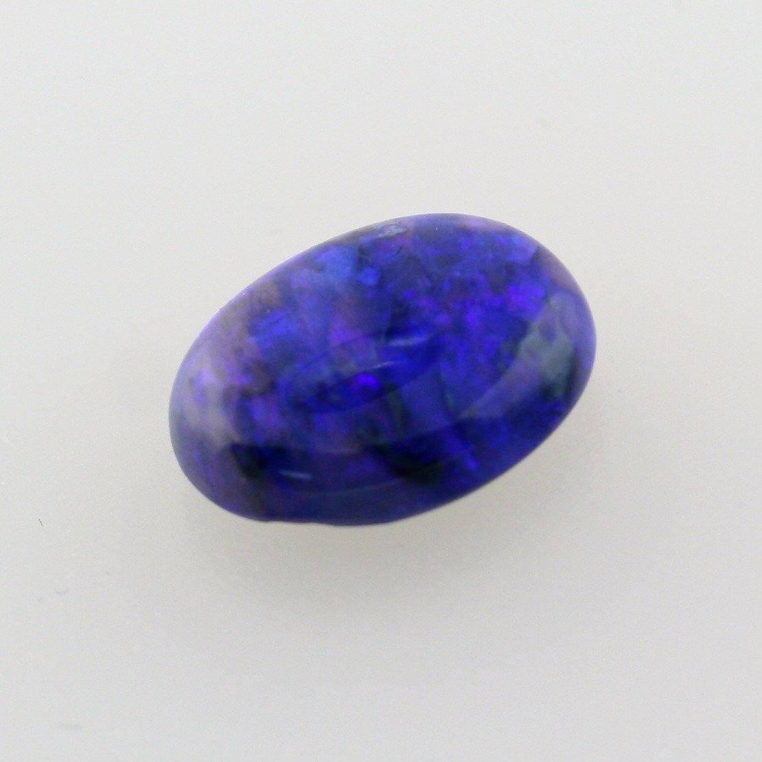 6.03 Carat Black Semi - Crystal Opal Oval Cabochon - Blue Play of Color - Gemstone Portal