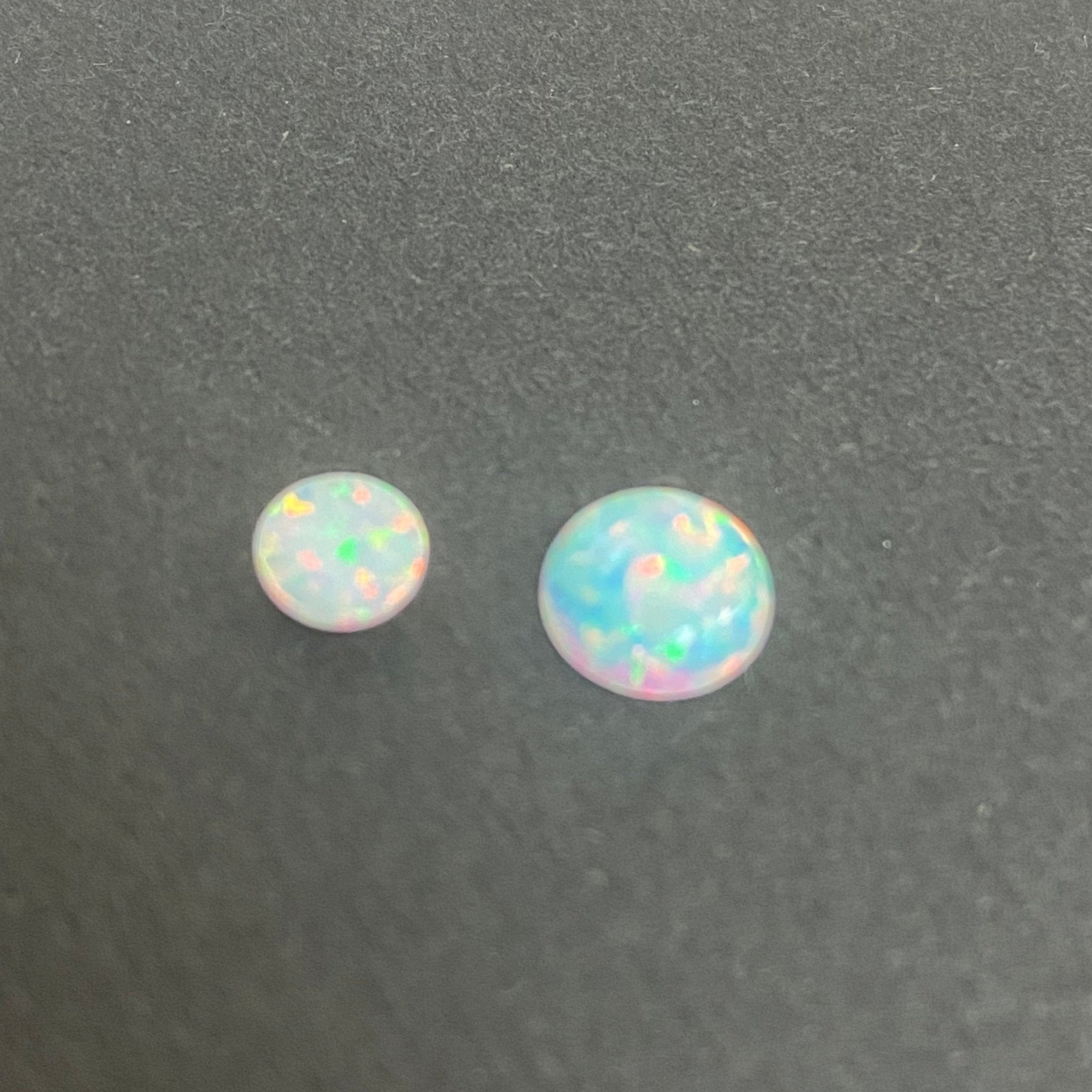White Fire Reconstructed Opal Round Flat Cabochon - Gemstone Portal