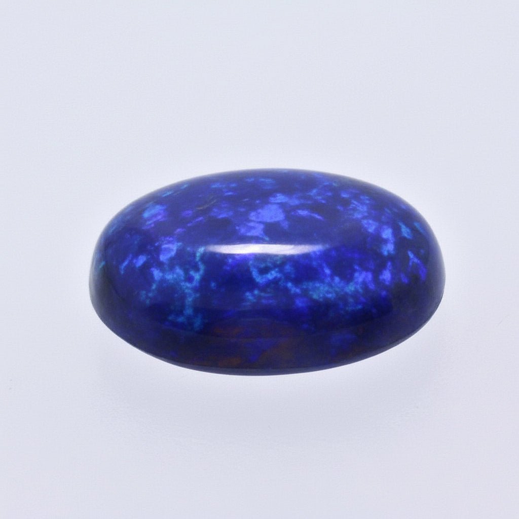 6.03 Carat Black Semi - Crystal Opal Oval Cabochon - Blue Play of Color - Gemstone Portal