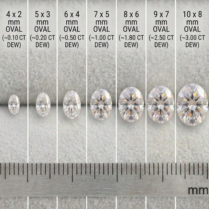 Oval White Moissanite - 4x2mm to 10x8mm - Gemstone Portal